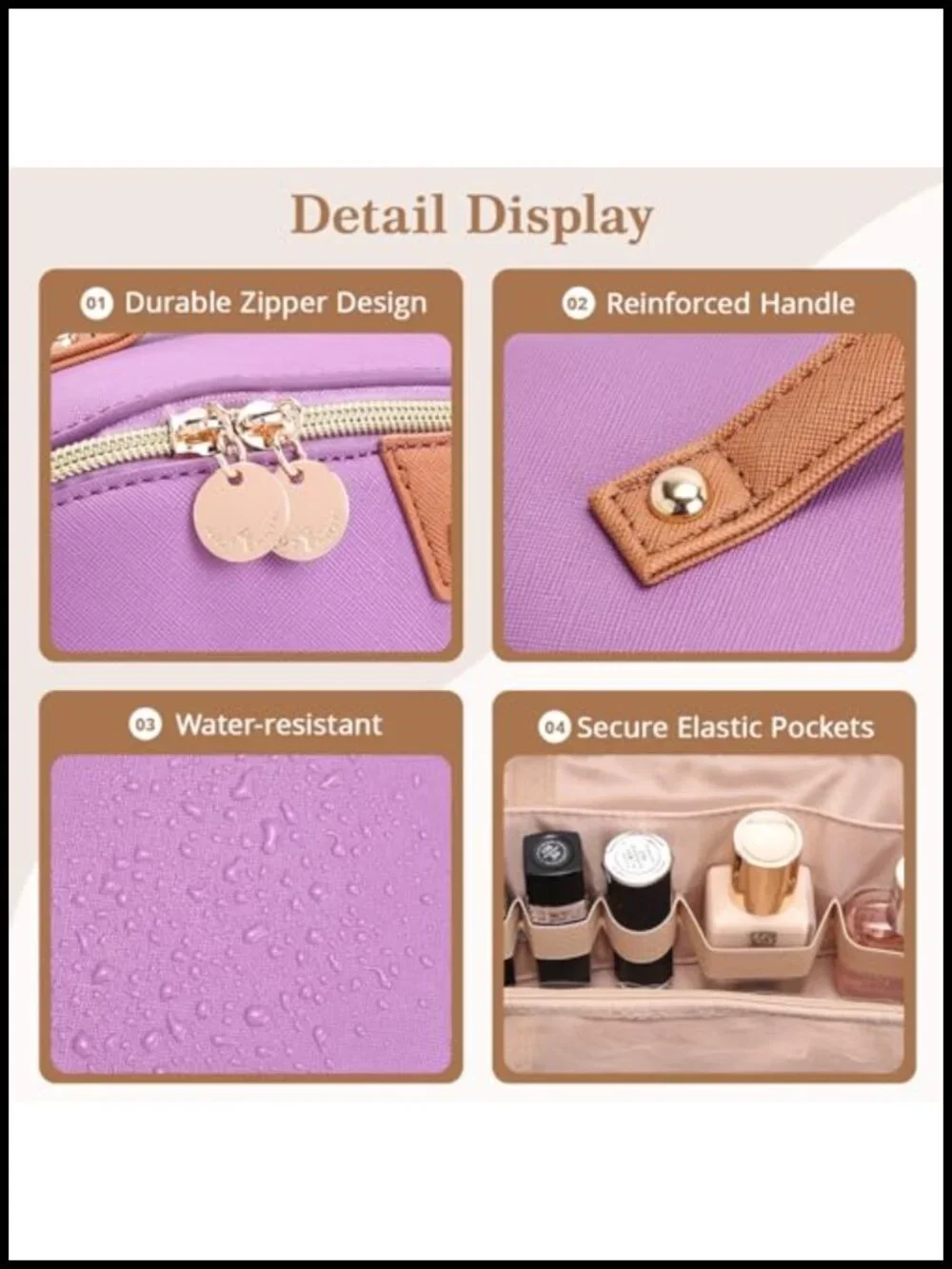 3-in-1 Large Capacity Cosmetic Organizer with 2 Detachable Pouches - Vegan